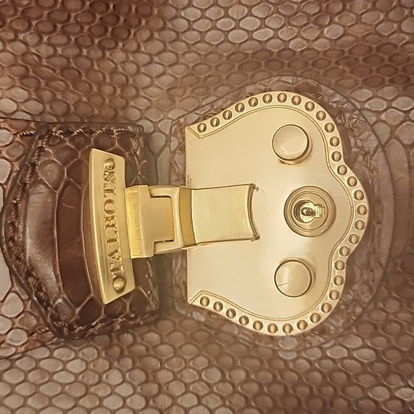 Talbot's Croc Embossed Brown Leather Bag Vintage NWOT - Picture 2 of 14